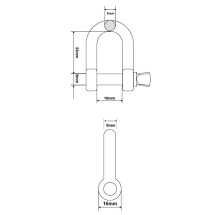 D-sluiting 8 mm, 200 kg, staal, 2 stuks, voor hijsen en ophangen