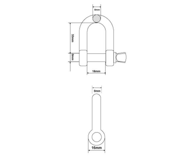 D-sluiting 8 mm, 200 kg, staal, 2 stuks, voor hijsen en ophangen