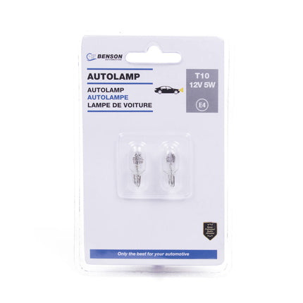 Autolamp T10 12V 5W - Set van 2, ideaal voor stads- en dashboardverlichting.