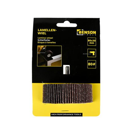 Lamellenwiel 80x30 mm, Grit 80, Voor Metaal- en Houtbewerking