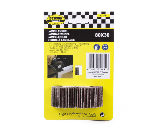 Lamellenwiel 80x30 mm, Grit 80, Voor Metaal- en Houtbewerking
