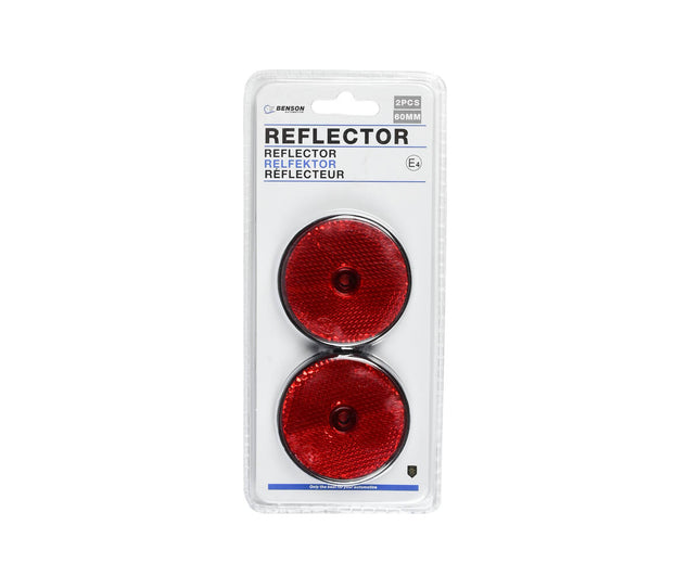 Rode Reflector Set 60mm, 2 stuks, voor voertuigen, E4-gecertificeerd