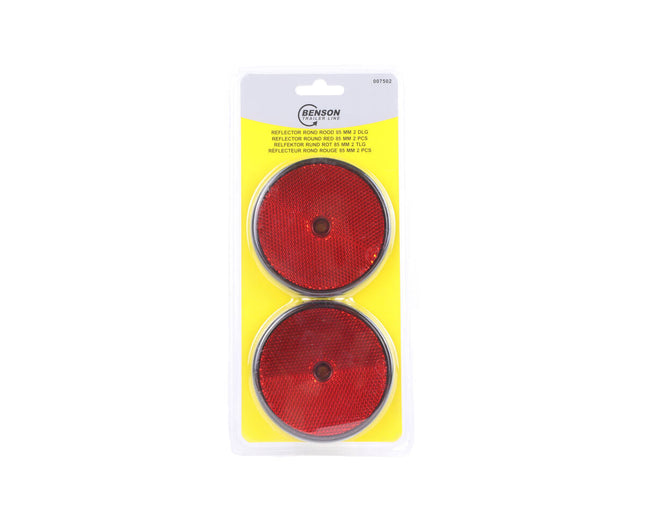 Ronde Rode Reflector 85 mm - 2 stuks, E-keur, voor voertuigen
