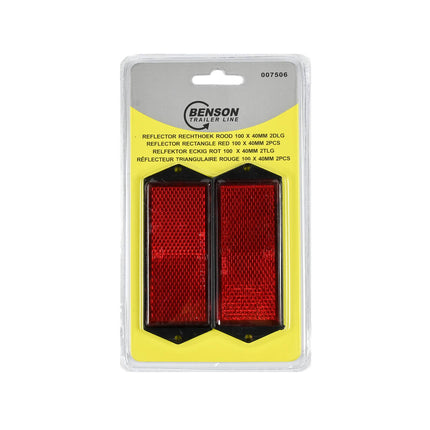 Roter Rechteck-Reflektor 100x45mm – 2er-Set – E4-zertifiziert