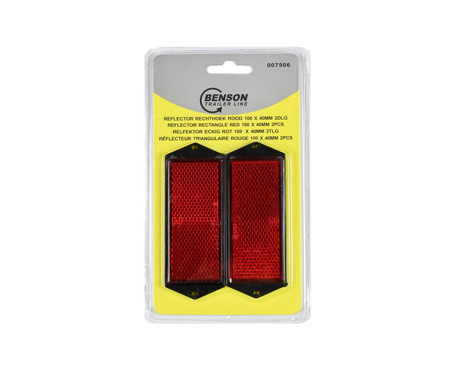Rode Rechthoek Reflector 100x45mm - Set van 2 - E4 Gecertificeerd