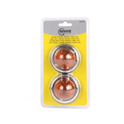 Zijlamp Chrome 70mm Oranje 2 st E9 Voor Eigen Terrein Verlichting