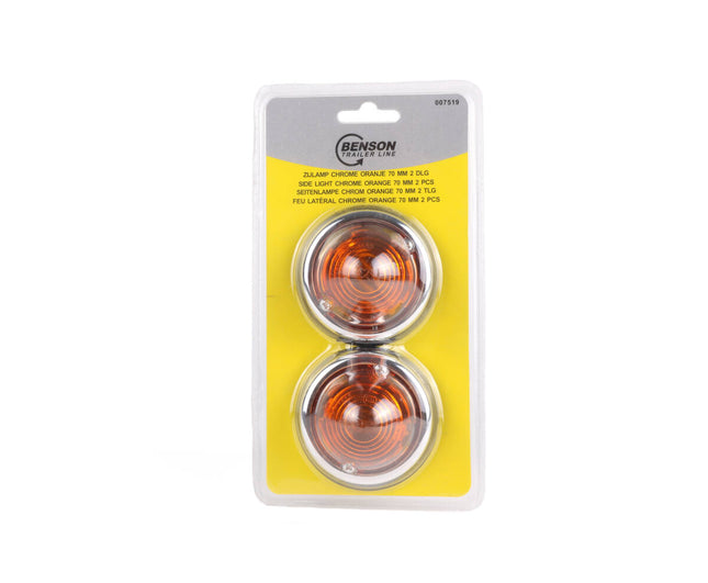 Zijlamp Chrome 70mm Oranje 2 st E9 Voor Eigen Terrein Verlichting