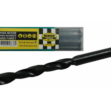 HSS Boorset 10.0 mm - 10 Stuks voor Metaal, Hout, Kunststof