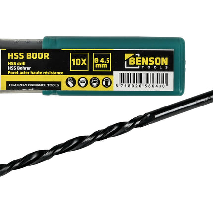 HSS Boorset 4.5 mm, 10 stuks - Metaal, Hout, Kunststof Boren