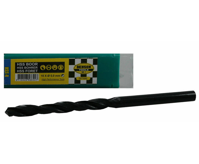 HSS Boor 5.0 mm Set 10 Stuks - Geschikt voor Metaal, Hout, Kunststof