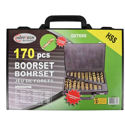 Boorzet 170 dlg HSS Titaan, incl. Koffer voor Metaal en Hout