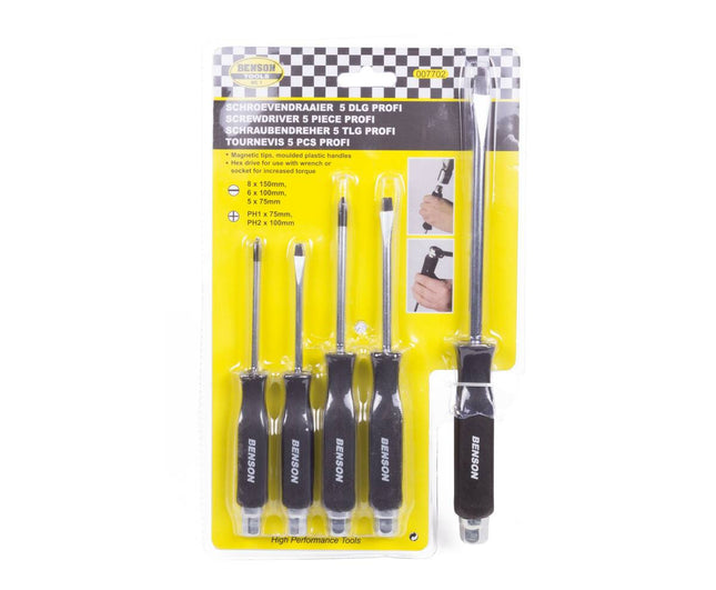 5-teiliges Profi-Schraubendreher-Set, Edelstahl, magnetische Spitzen