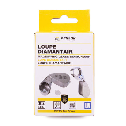 Loupe LED Diamantair 40x met UV-Licht en 3 LED's voor Edelstenen