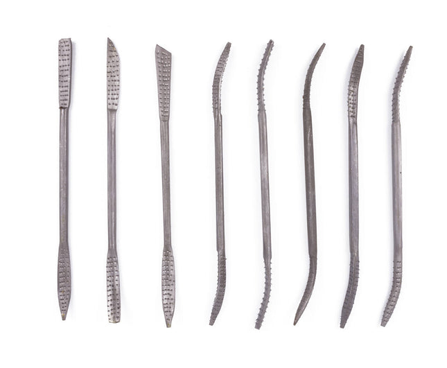 Houtraspset 8 dlg: Fijne Rasp voor Hout & Speksteen, 1/4" Breedte