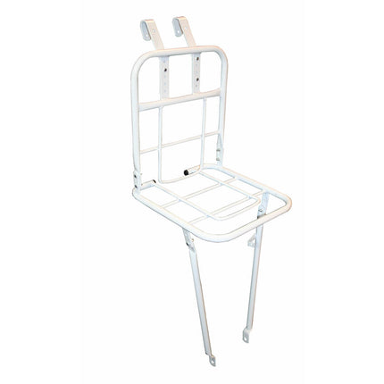 Fietsvoordrager 28" Wit: Staal, 10kg max, Vooras/Stuurmontage