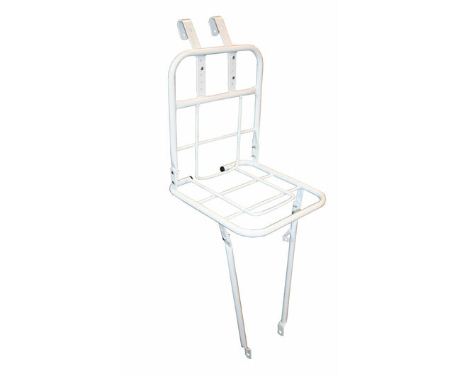 Fietsvoordrager 28" Wit: Staal, 10kg max, Vooras/Stuurmontage