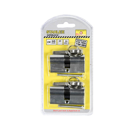 Euro Profielcilinder 60 mm, 2x Gelijksluitend, Incl. 6 Sleutels