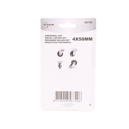 Witte 50mm Zwenkwiel Set 4st - Max 30kg, Meubelupgrade
