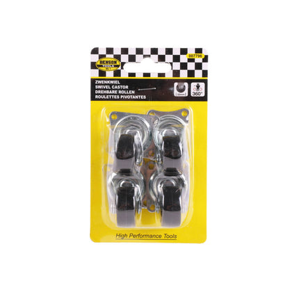 Zwarte Zwenkwielen Set 50mm, 4 stuks, 30kg per wiel, soepel rollen