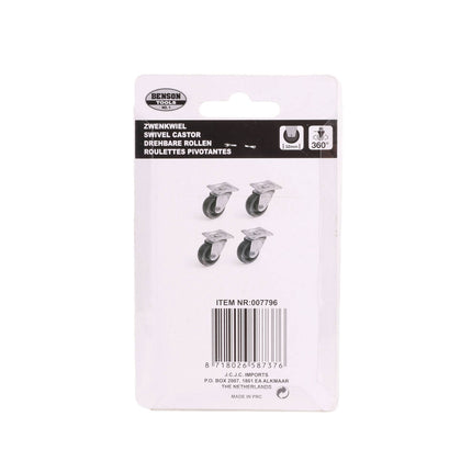 Zwarte Zwenkwielen Set 50mm, 4 stuks, 30kg per wiel, soepel rollen