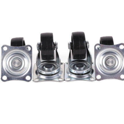 Zwarte Zwenkwielen Set 50mm, 4 stuks, 30kg per wiel, soepel rollen