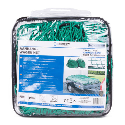 Aanhangwagen Net 2,5x1,4m met 6mm elastisch koord in Opbergtas