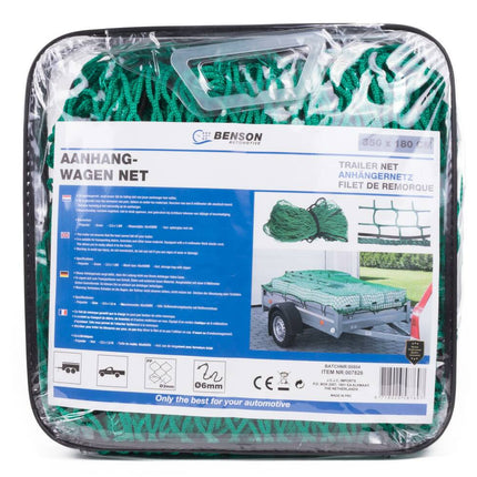 Aanhangwagen Net 3,5x1,8m met 6mm elastiek voor veilige lading.