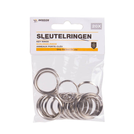 Sleutelringen 20 dlg Metaal, 2 maten: 25mm & 30mm, voor sleutels.