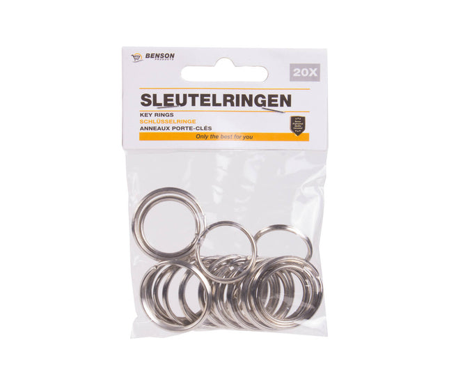 Sleutelringen 20 dlg Metaal, 2 maten: 25mm & 30mm, voor sleutels.