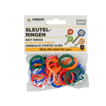 Sleutelringen 20st - Gekleurd Rubber, Geschikt voor Diverse Sleutels
