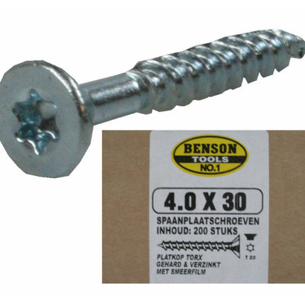 Spaanplaatschroef Torx TX-20 4.0x30mm Verzinkt voor Houtbewerking