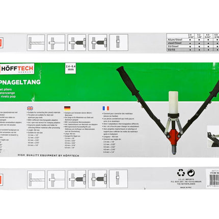 Popnageltang Jumbo 2-4mm, voor metaalbewerking en reparaties.