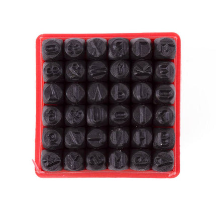 Slagletterset 36 dlg - 5mm letters/cijfers op leer, staal, metaal, hout