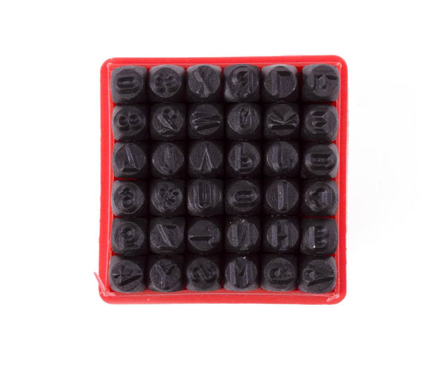 Slagletterset 36 dlg - 5mm letters/cijfers op leer, staal, metaal, hout