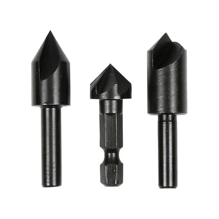 Verzinkboorset 3 dlg: 12 mm 90° & 70°, 12,7 mm 90° voor houtbewerking