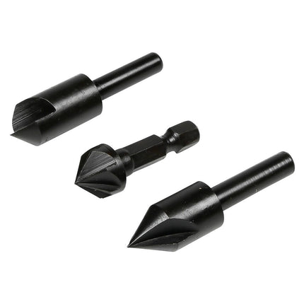 Verzinkboorset 3 dlg: 12 mm 90° & 70°, 12,7 mm 90° voor houtbewerking
