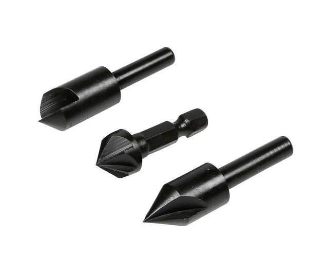 Verzinkboorset 3 dlg: 12 mm 90° & 70°, 12,7 mm 90° voor houtbewerking