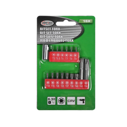 16-delige Torx Bitset Cr-V, Ideaal voor Diverse Klusprojecten