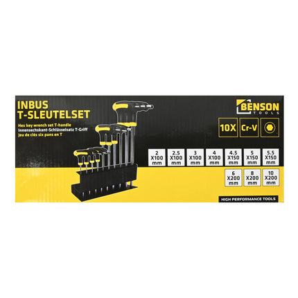 Inbusset 10-delig Cr-V: 2-10mm, ideaal voor montage en reparaties.