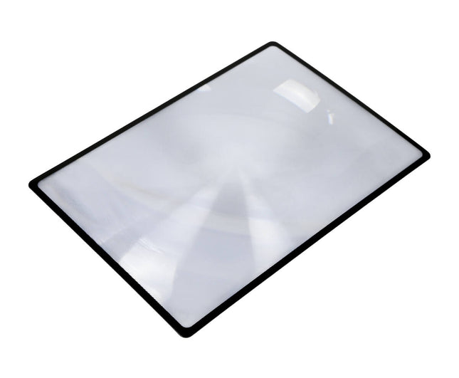 Leesloupe 3x, 180x120mm, zwart frame, ideaal voor boeken en documenten.