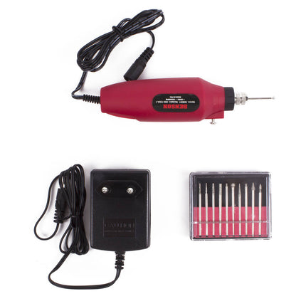Graveerset 11 dlg Mini, 12000 rpm, 220/12 V, voor glas & metaal.