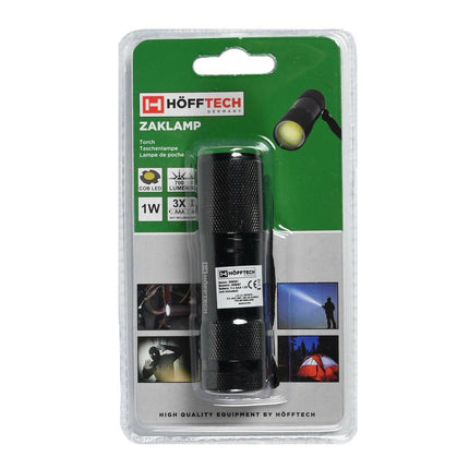 Taschenlampe 1W COB Schwarz, 55 Lumen, 8,5x2,5 cm, ideal zum Campen.