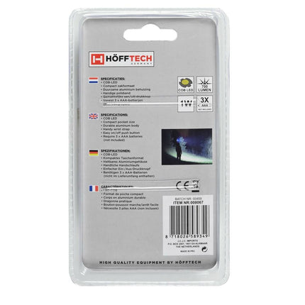 Taschenlampe 1W COB Schwarz, 55 Lumen, 8,5x2,5 cm, ideal zum Campen.