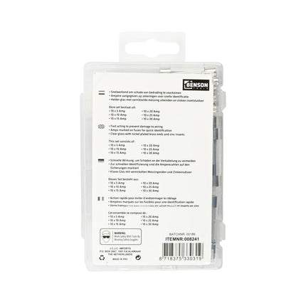 Glaszekeringen Set 60 dlg - Voor Auto's, Boten & Huishoudelijke Apparaten
