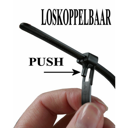 Zwarte Loskoppelbare Tie Ribs 7.6x200mm, 50 stuks voor kabelbeheer