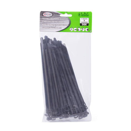 Zwarte Loskoppelbare Tie Ribs 7.6x200mm, 50 stuks voor kabelbeheer