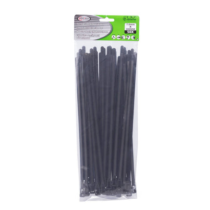 Loskoppelbare Kabelbinders 7.6x300mm 50st Zwart - Voor Kabelbeheer