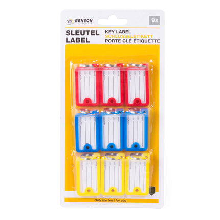 9-delige Rechthoekige Sleutellabel Set met Ophangfunctie 4,5x2,5 cm
