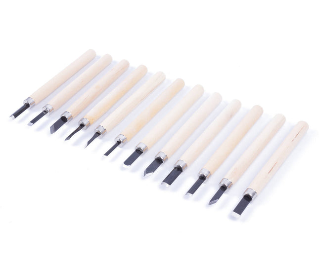 Gutsset 12 dlg: Voor hout, leer & stempels, 132mm lang, Ø12mm handvat