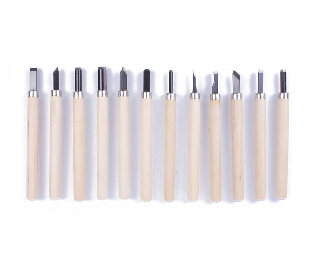 Gutsset 12 dlg: Voor hout, leer & stempels, 132mm lang, Ø12mm handvat